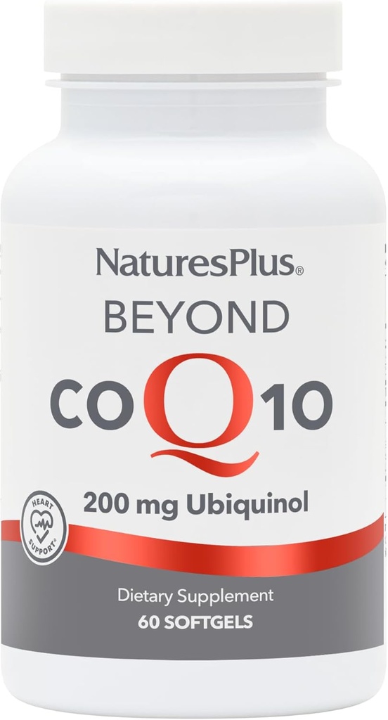 NaturesPlus Beyond CoQ10- 200 mg Ubiquinol - 60 Nem at synke Softels - High Potency, High Absorption Supplement, Promoes Heart Health, Antioxidant - 60 Servere