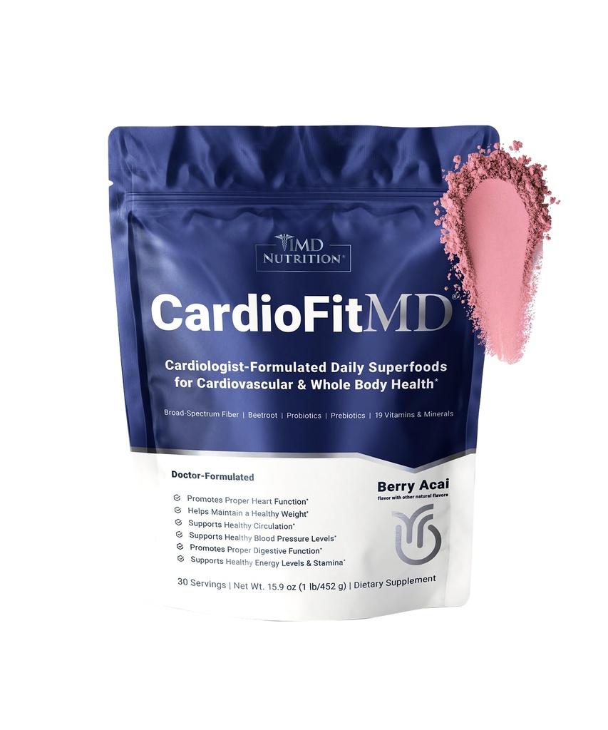 1MD Nutrition CardioFitMD - Vegan Beets Superfood Keto- Friendly - Nitrogen Oxide Supplement - Beet Root Powder - High Fiber Drink - 30 dage