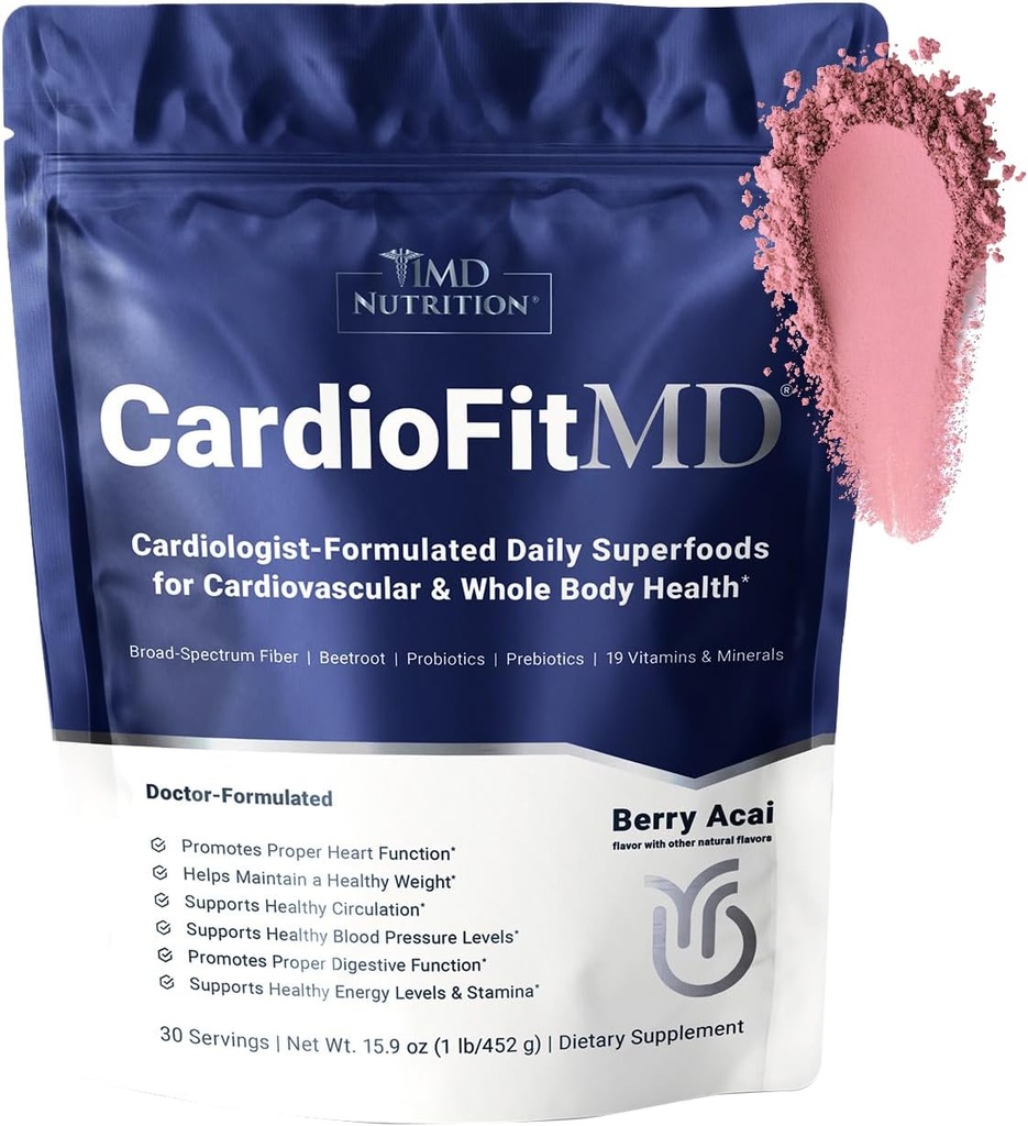 1MD Nutrition CardioFitMD - Vegan Beets Superfood Keto- Friendly - Nitrogen Oxide Supplement - Beet Root Powder - High Fiber Drink - 30 dage