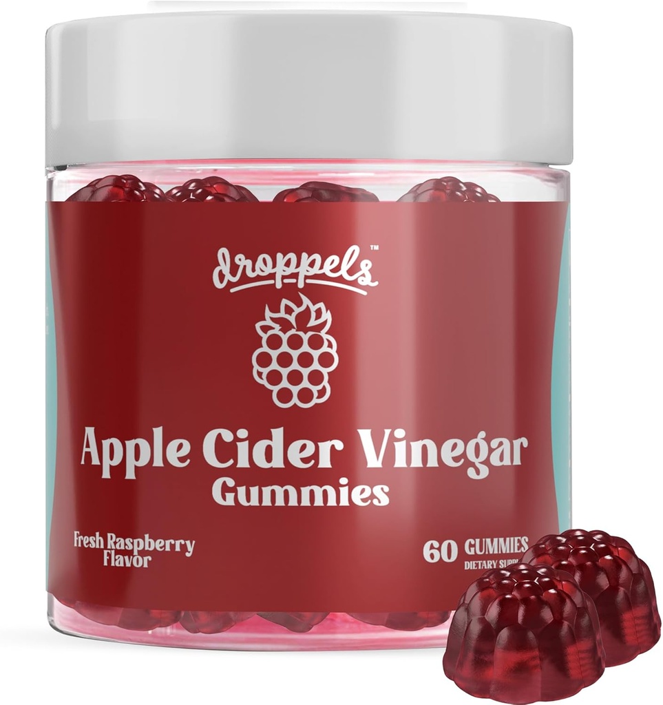 Droppels Apple Cider Vincious Gummies 1000mg med Beet Root & Pomegranate Dex124; Non- GMO, Vegan- Friendly, Gluten Free Dex124; Understøtter fordøjelse, Metabolisme, Energi & immunforsvar