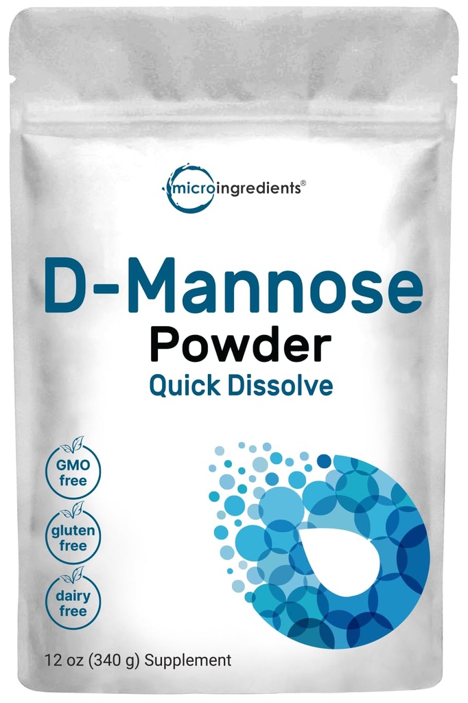 Mikroingredienser D Mannose pulver, Pure Mannose supplement, hurtig vand opløselig, Support Urinary Tract Rensning & Bstige Sundhed, Premium Mannose for kvinder og mænd, Vegansk Friendly.