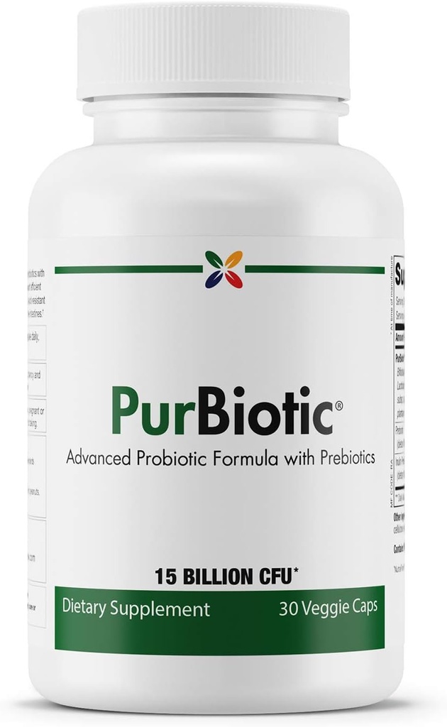 Stop aging Now - PurBiotic ® 15 BILLION CFU (PROWPT) - Avanceret probiotisk formel med Prebiotics - 30 Veggie Caps