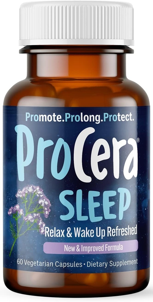 Procera Sleep - Wake Feeling Refreshed - Hjælper Regulere Circadian Cykler - 7 Klinisk proven naturlige ingredienser - Ikke habitatdannelse - Ingen bivirkninger - Theanin - Melatonin - Lemon Balm - 60 Greve