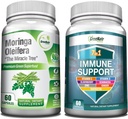 GreeNatr Energy Support & Immunforsvar Bundle: Pure Moringa Oleifera Leaf Extract Veggie Kapsler (1000 mg) med 7- in-1 immunstøtte Formel for energi, mad, hukommelse, fokus