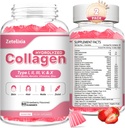 2 Pack Collagen Gummies for kvinder Mænd, Hydrolyzed Collagen Peptid Type I, II, III, V, X med biotin, Vitamin C A B D E for hud hårnegle J0ints, Immunitet energi fordøjelse, sukker fri, 120 Tæl