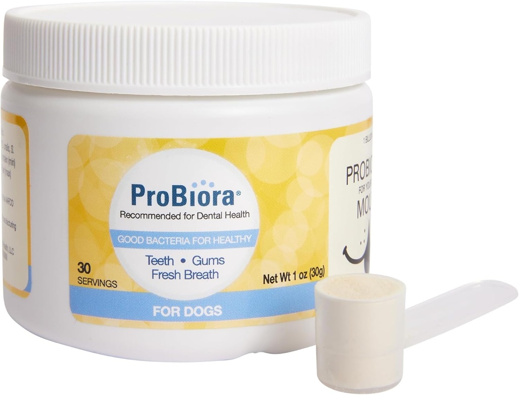 Probiora til hunde • 124; hunde • Probiotisk supplement til oral pleje • 124; Pet Probiotika til at reducere dårlig ånde • 124; hunde • Nutritional supplement til tandpleje • 124; 30 Servering (Jar)