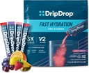 DripDrop Hydration Pakker - saftig sort Pack - Single Serve Electrolytes Powder Mix - Grape, Fruit Punch, Strawberry Lemonade, Cherry - Non- GMO, Gluten Free, Vegan - 32 sticks