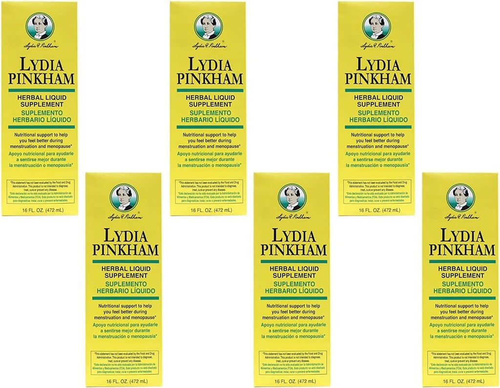 Lydia Pinkham Herbal Liquid Supplement 16 oz (pakning med 6)