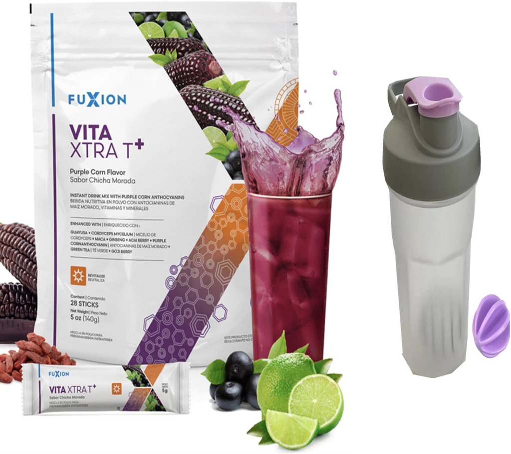 Fuxion VITA Xtra T +, Long- Lasting Energy Boost, der vil holde hele dagen, Energy Drink (VITA Xtra T +, 28 sticks)