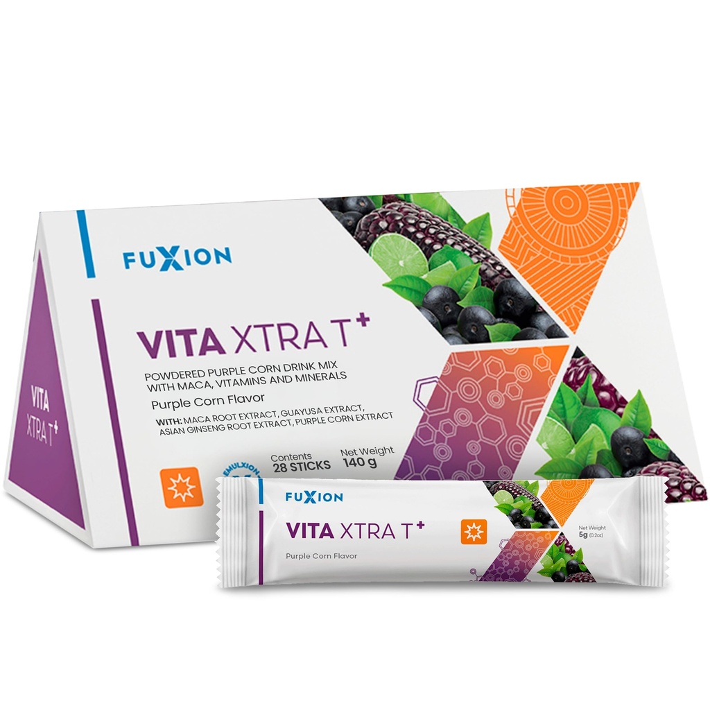Fuxion VITA Xtra T +, Long- Lasting Energy Boost, der vil holde hele dagen, Energy Drink (VITA Xtra T +, 28 sticks)