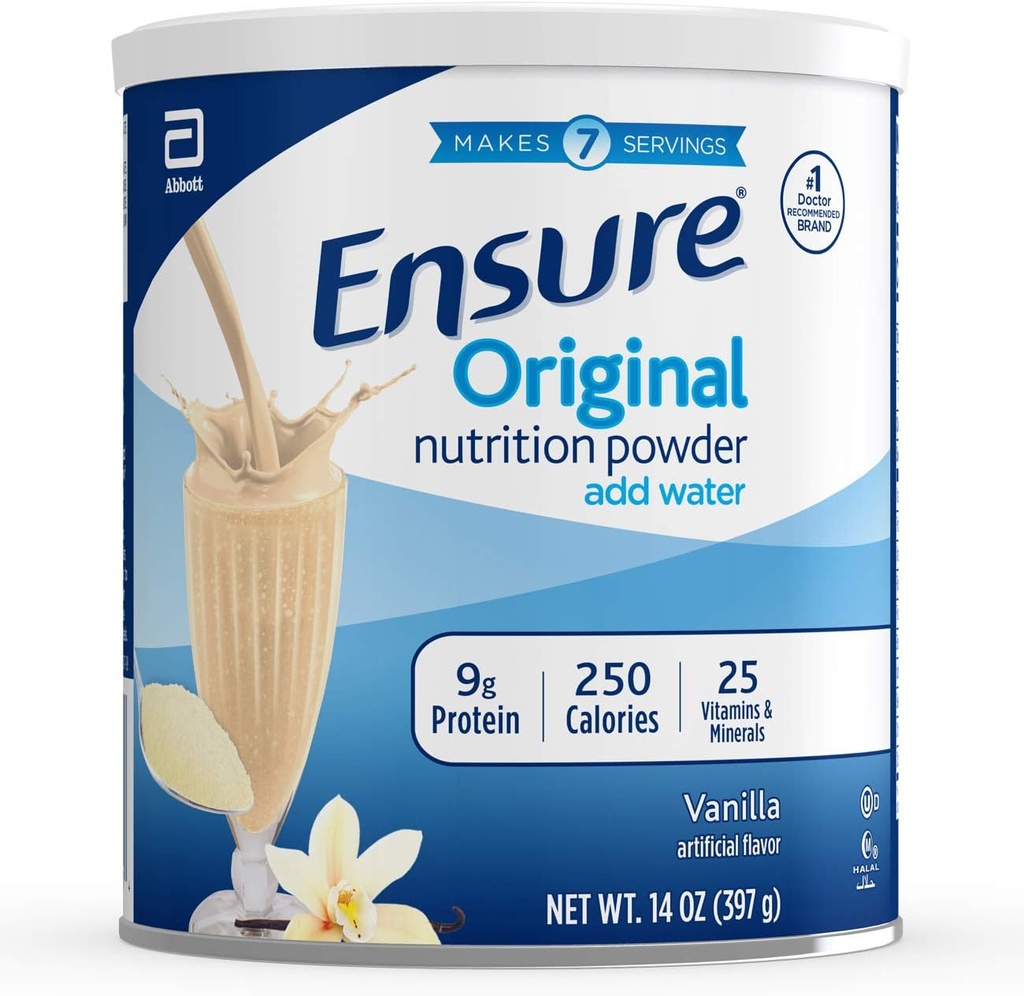 Sikre original ernæring rystes pulver med 9 gram protein, Meal udskiftning Shakes, Vanilla, 14 oz