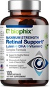 biophix Retinal Support Maksimal styrke Kompleks Formel 100 kapsler - Zink Vitamin C E Lutein DHA Omega-3 Astaxanthin Hyaluronsyre - Understøtter Eye Vision Sundhed