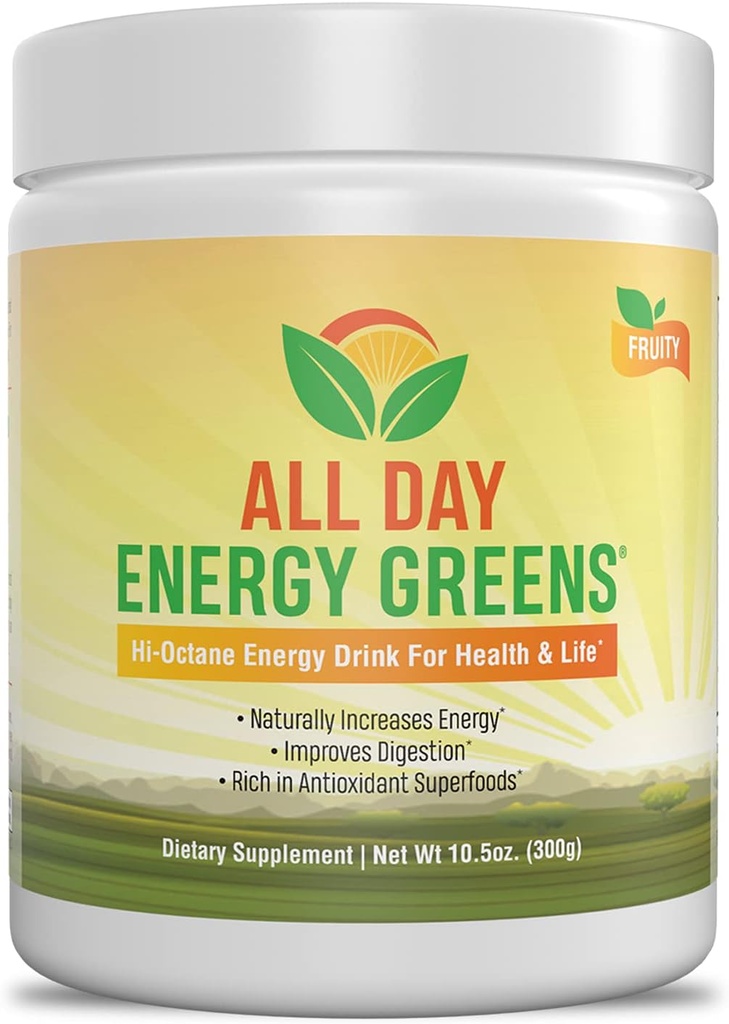 IVL - Hele dagen Energy Green - Supplement pulver mix drik, Grønne pulver superfood - Super Green Blend for optimal ernæring, energi & fordøjelse, Superfood Boost (Fruity Flavor)