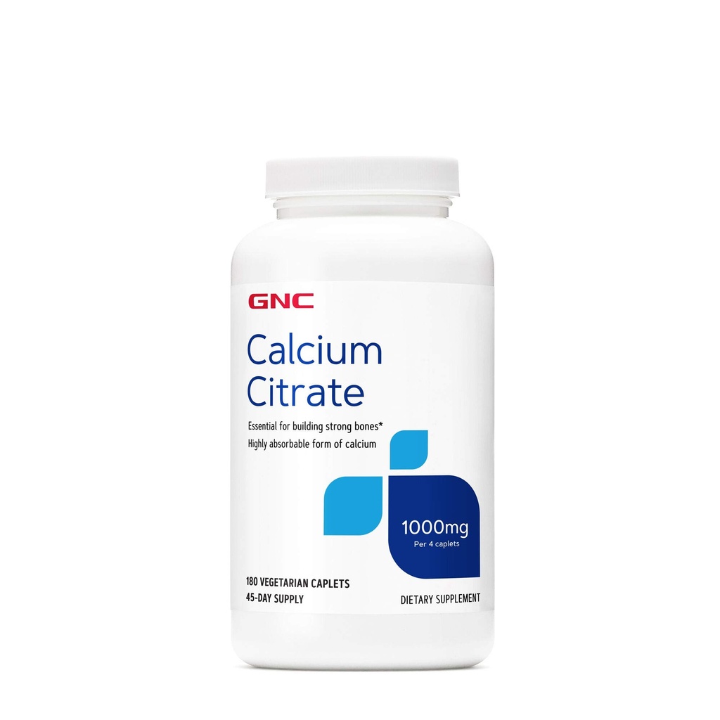 GNC Calcium Citrate 1000mg, Essential for Building Strong Bones, 180 Vegetar Caplets