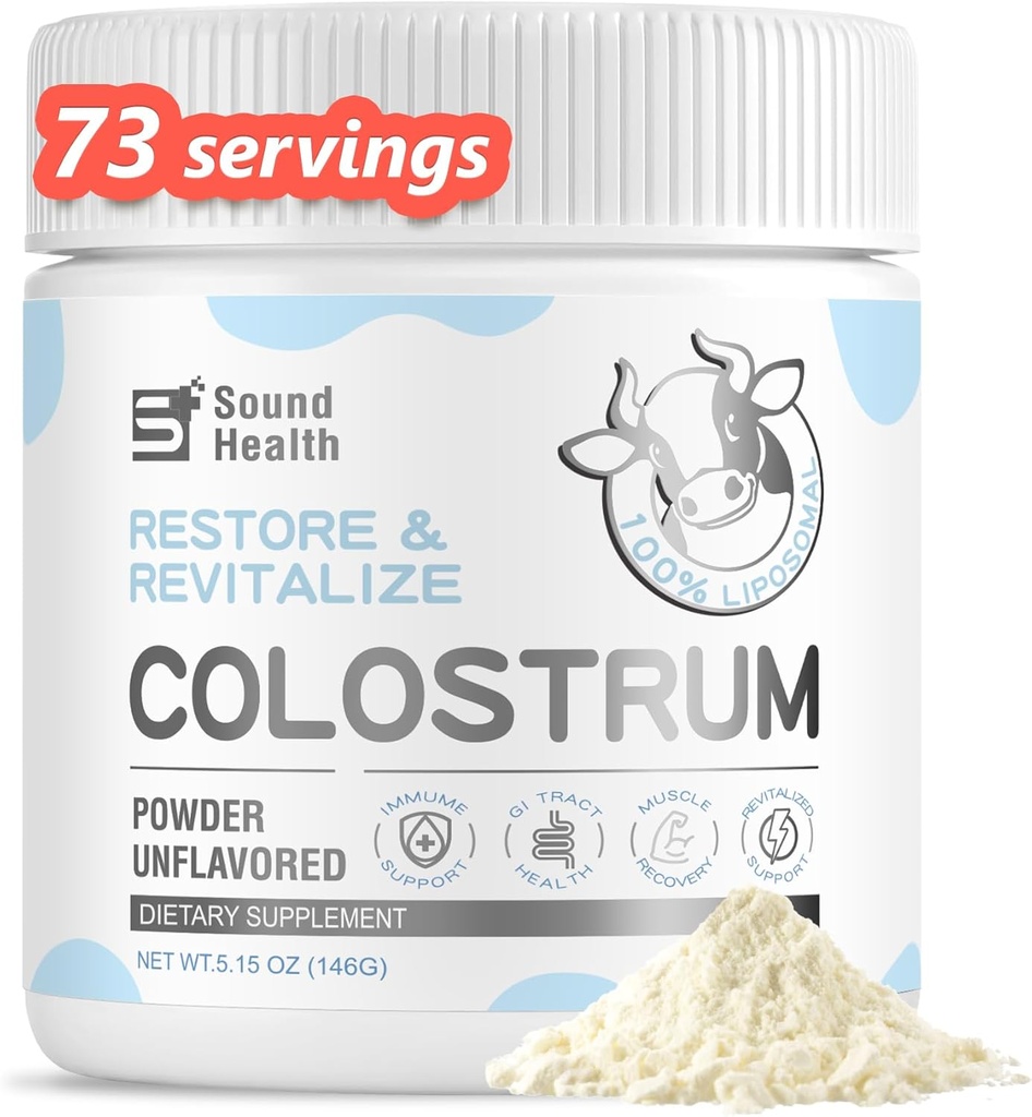 Colostrum supplement pulver til mennesker - Økologisk Bovin Colostrum supplement til Gut sundhed, hårvækst, skønhed, og immunforsvar - Unflavored (73 Servere)
