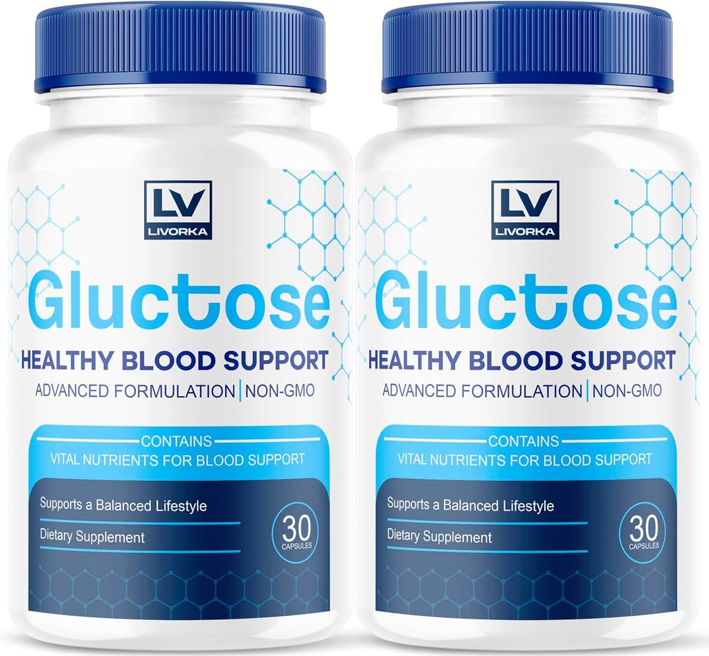 (2 Pack) Gluctose Advanced Blood Support, Gluctose, Gluctose - Advanced Blood Support Supplement, Gluctose Support Capsules - All Natural Formel, 60 Kapsler til 2 Måneder