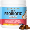 Probiotika til hunde - 6 Strops med Prebiotika - Understøtter fordøjelses- og immunsystem - Relief til Diarré, Bad Breath, Allergier, Gas, Forstoppelse, Hot Spots - Made in USA - 120 Chews