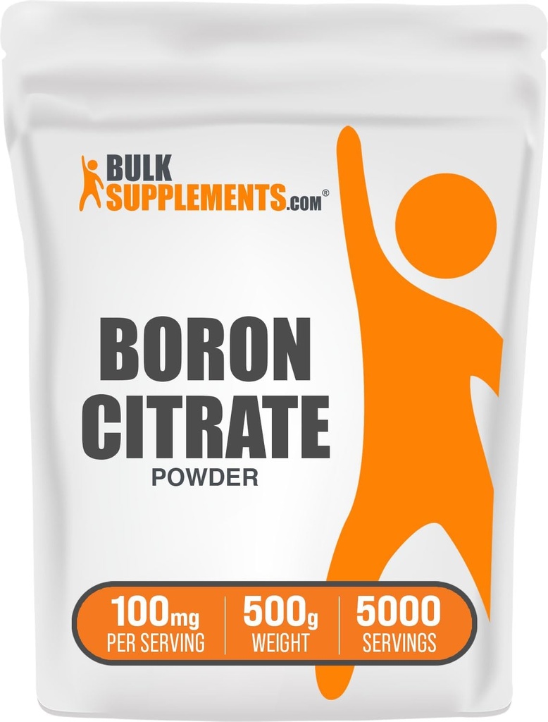 BulkSupplements.com Boron Citrate Powder - Boron Supplement for mænd og kvinder, Food Grade - for Bones & Joints Support, 100mg per Serving, 500g (1.1 lbs) (Pack of 1)