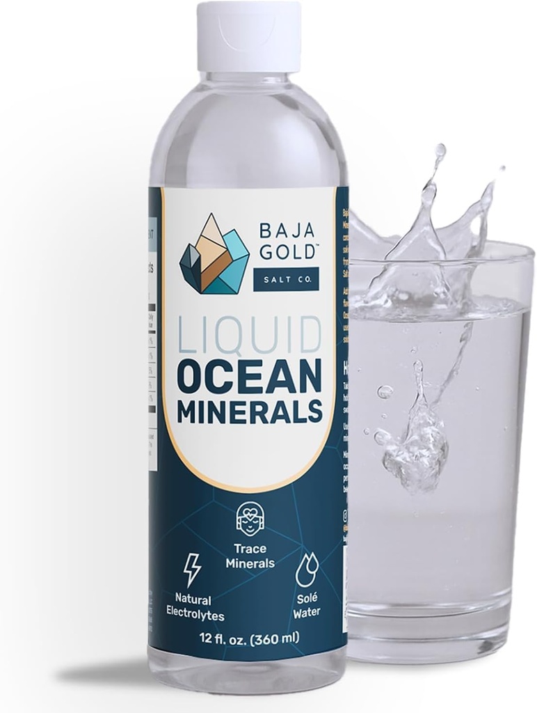Baja Gold Liquid Trace Mineral Drops - Pure Ocean- baserede mineraler til vand & fødevarer • 124; Uraffinerede elektrolytter til Balanced Smag • 124; Mineral- Rich Saline Solution & Oral Cleanse • 124; 12 fl oz, 90- Day Supply.