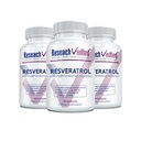 Forskning Verificeret Resveratrol - 98% Trans- Resveratrol 1000 mg, Anti- Aging Support - 60 kapsler per flaske - 3 flasker