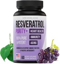 Trans- Resveratrol Højt renset & biotilgængelig antioxidant supplement til unik SIRT1 aktivering - Fremme cellulær reparation, lang levetid, hjerne, hjerte, DNA - 60 kapsler