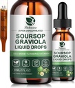 Soursop Graviola Leaf Extract Liquid Drop Plus Pure Botanical Sea Moss til Cell Support & Regeneration, Immunitet, Lever, Gut & Antioxidant - Soursop Bitters Liquid, 30 Day Supply, 1 Fl Oz