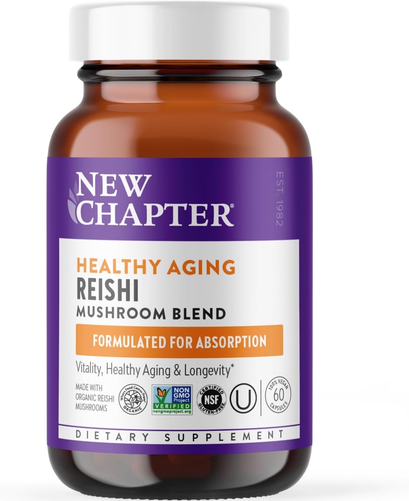 Nyt kapitel Reishi Mushroom - LifeShield Reishi for sund aldring + Organic Reishi Mushroom + Vegan + Non- GMO, Nootrope Ingredients - 60 ct