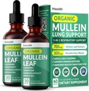 5-in-1 Mullein Drops til Lungs og Bronchial - Luftveje Lung Health Support med Mullen Leaf Extract til Lungs - Mullein Tincture med Elderberry, Echinacea og Ginger Root (60 Servere) (2-pack)