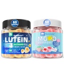 Sugar Free Lutein 20mg Zeaxanthin fyldte gummier + Natural Calm fyldte gummier til voksne med Ashwagandha og Vegan Omega 3