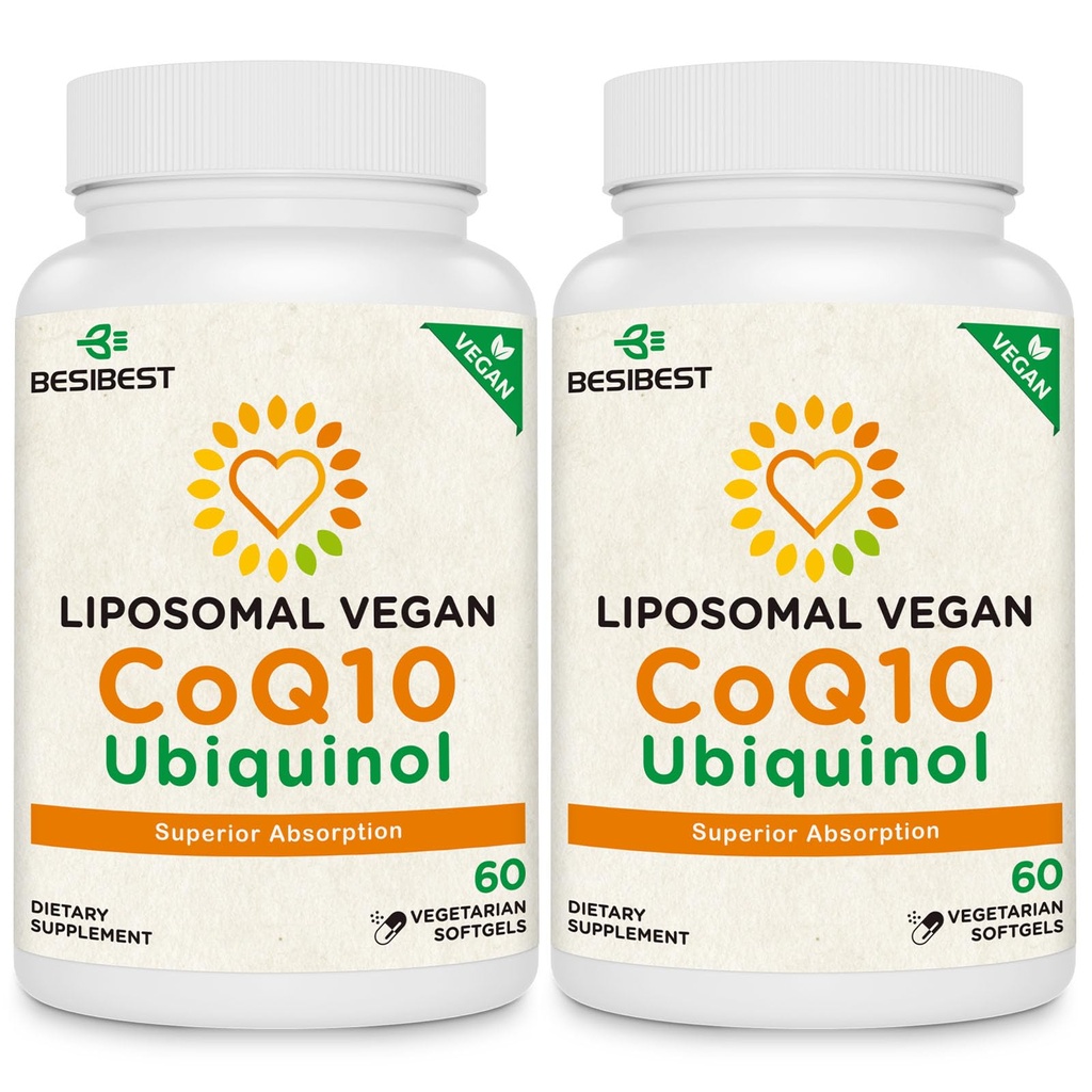 Besibest 1000mg Liposomal CoQ10 Ubiquinol, 120 Vegan Softels, High Absorption Ubiquinol CoQ10 Supplement, Active Antioxidant Form of Coenzym Q10 for Heart Function & Energy Production