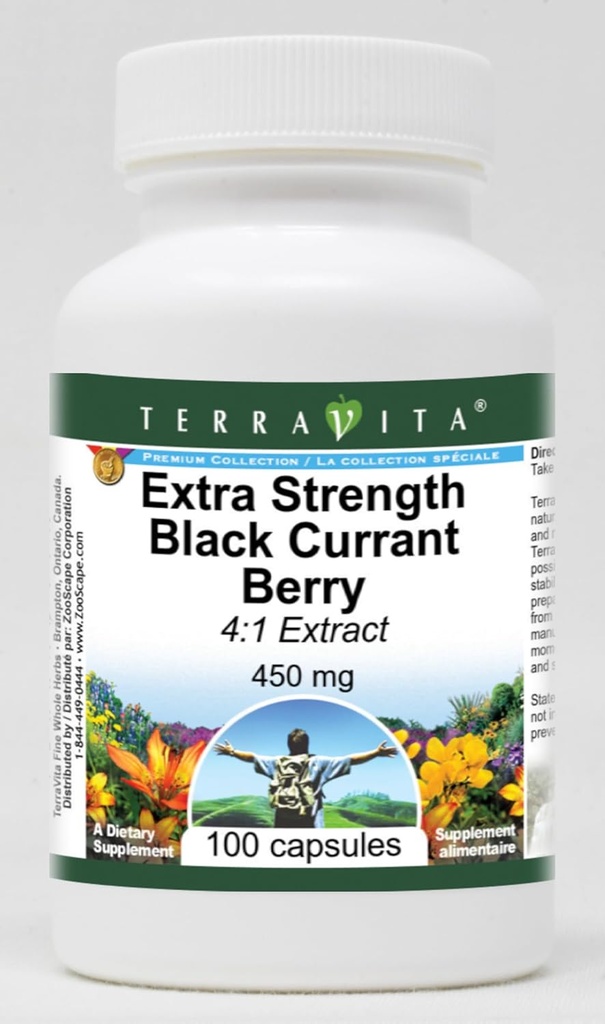 Extra Strength Black Currant Berry 4: 1 Extract - 450 mg (100 Kapsler, ZIN: 514114) - 2 Pack