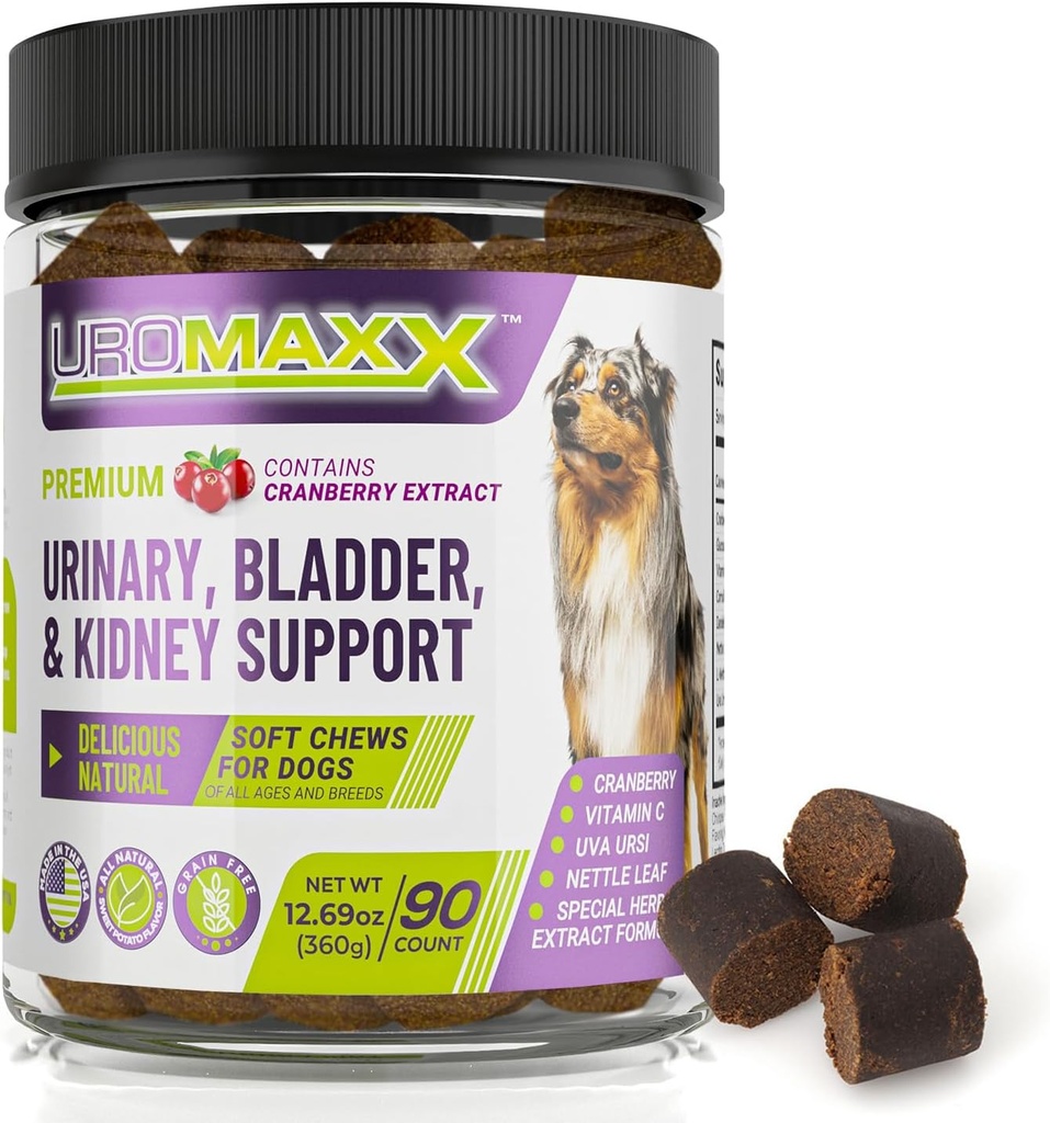 Hunde Urinary Tract Infektion Behandling, Bstige & Nyre Støtte til hunde, Kraftfuld Pet Care, Natural Soft Chews med Cranberry & Glucosamin, Lavet i USA, Chicken Flavor, 90 Greve, 1 pakke