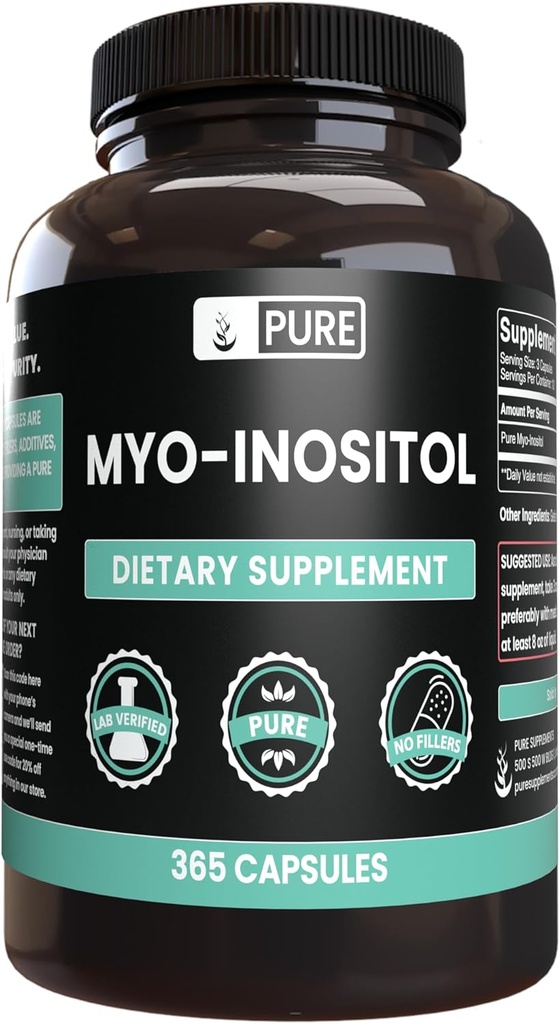 Myo- Inositol (365 kapsler) Ingen Magnesium eller Rice Fillers, Altid Pure, Lab Verified