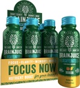 BrainJuice Decaf Brain Support Shot, Gluten Free Supplement Shots for Energy & Focus, Sunde drikke med Alpha GPC, Vitamin B & Decafeined Green Tea Leaf, Peach Mango, 2,5 fl oz, 12 Pack