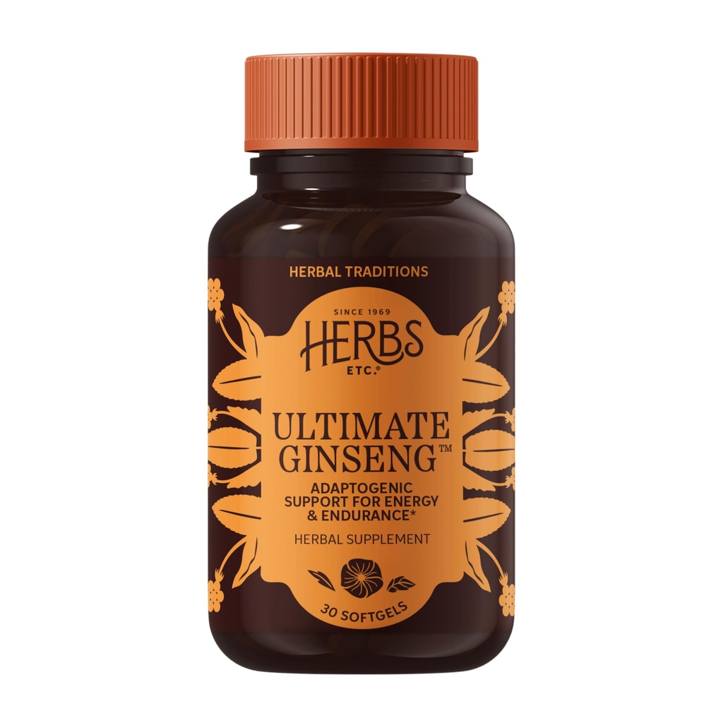 Urter Etc. Ultimate Ginseng Softgels - Support Continuous Physical Activity - Aids Brain Health - Support Daily Stamina for Physical & Intellektuel Activity - Gluten- Free - 30 Softgels (30 Servere)