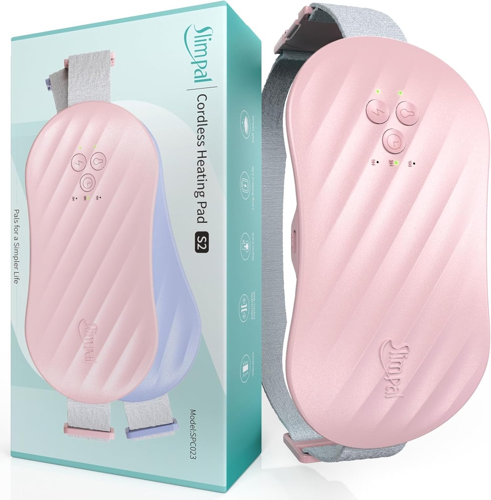 Slippal AI Bærbar opvarmning Pad for Periode Krampe, Smart AI Heat Chip, Elektrisk Cordless varmelegemer til Tilbage, Belly, Waist, Mave, Menstruel Varmelegemer Pad Gaver til Pige Kvinder Hendes Pink S2