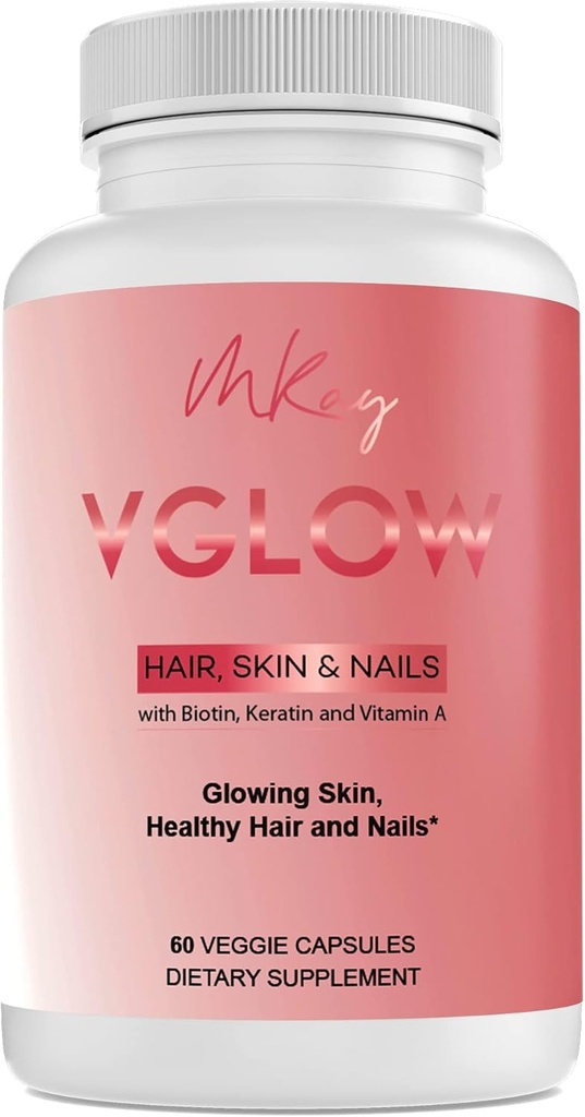 Marwa Kadi VGlow hår hud & negle Vitamin til støtte sundt hår og negle Multivitamin & Vegan Kosttilskud, Gluten Free, 60 tabletter