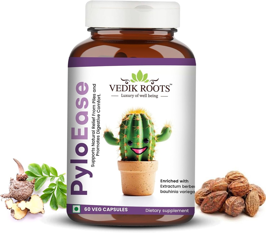 PyloEase minus 124; Ayurvedic Herbal supplement Traditionelt bruges til at understøtte fordøjelsesbesvær & daglig balance