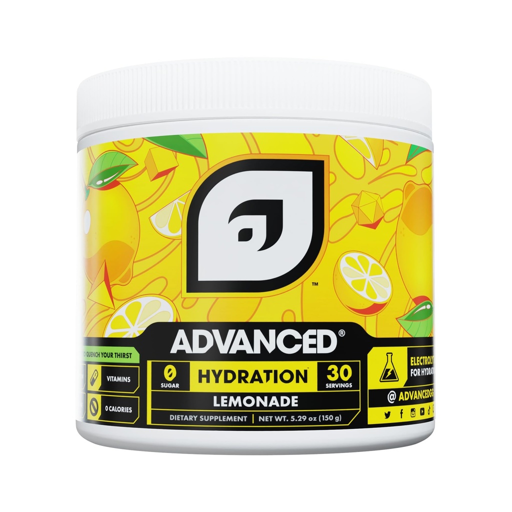 Advanced Hydration High-Performance Electrolyte Drink Mix with B Vitamins for All-Day Hydration - Caffeine Free, Zero Calories, Sugar Free, & Keto Friendly - (30 Servings, Lemonade)