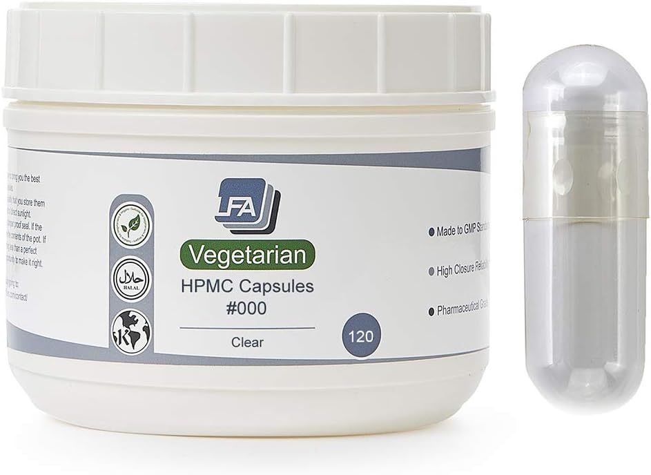 Vegansk Kapsler Tom størrelse 000- 120 Grev klar HPMC Veggie Kapsler Tom - Forenede Fillable 000 Vegetabilske Pille Kapsler - Tomt for dig Kapsel Fyldning Kit - Certificeret Halal Kosher Hypromellose