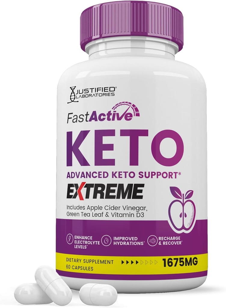 Hurtig aktiv Keto ACV ekstreme piller 1675MG Keto Support Blend Alternativ til fastaktive Keto ACV gummies Formuleret med Apple Cider Vinagra Extra Virgin Olivenolie Powder Green Tea Leaf 120 Kapsler