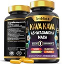 Kava Kava Root Supplement - 8in1 Formel - Kombiner med Ashwagandha, Maca, gurkemeje, Ginkgo Biloba, St. John 's Wort, Valerian & Black Pepper - 120 Vegansk Kapsler, 4 Måneder Supply