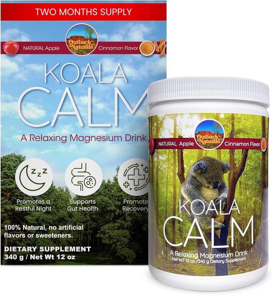 Calm Magnesiumpulver - 400mg Magnesium Citrate Drink Mix til afslapning, Sleep Support & Muscle Relief, Apple Kanel Flavor