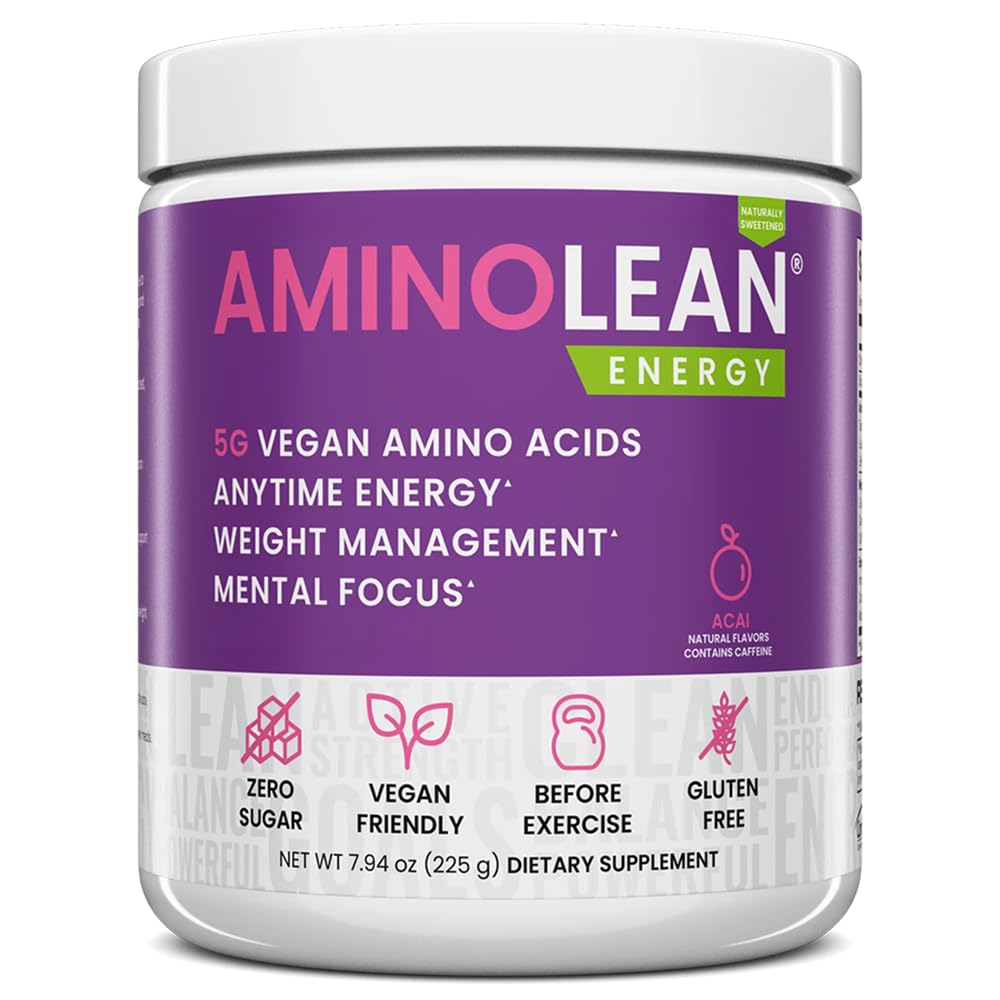 RSP NUTRITION AminoLean Natural Pre Workout Powder, Sucralose Free Amino Energy med ingen kunstige farvestoffer, Vegan BCAA og Vægt Management, Acai, 25 Serv