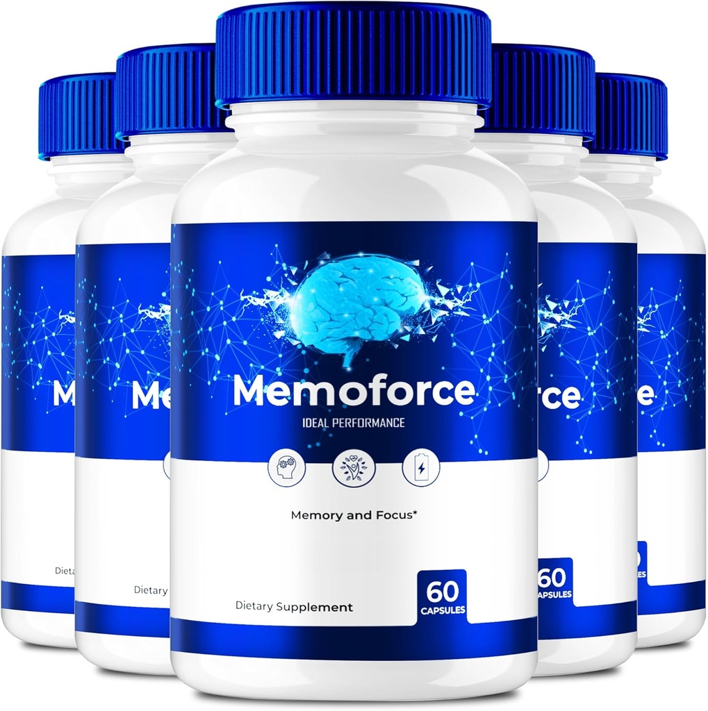 Memoforce Brain, Memoforce Pills, Memoforce Anmeldelser, Memoforce Supplement, Memoforce Capsules Advanced Formel for Memory & Focus - Maximum Stront - Brain Health Support (5 Pack)