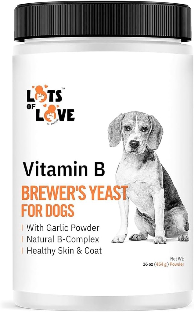 Bryggers Gær Pulver til Hunde - Hvidløg, B-vitamin, Natural B- Complex, Niacin & Sund Hud & Coat (1 Pund)