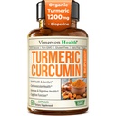 Gurkemeje tillæg med sort peber ekstrakt - høj potens Økologisk gurkemeje 1200mg & 95% Curcuminoider til fælles & fordøjelsesmæssig sundhed - Fælles supporttillæg - 60 Vegansk Curcuma kapsler