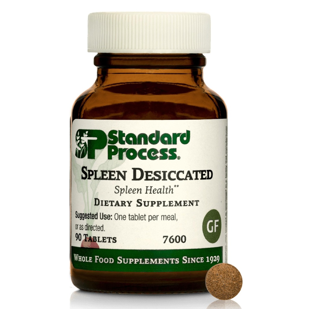 Standard Process milt udtørret - Hele foder- baseret supplement til støtte milt sundhed - Aid Sund immunsystem - Supplement med Proprietary Blend med Bovin & Ovine milt - 90 tabletter