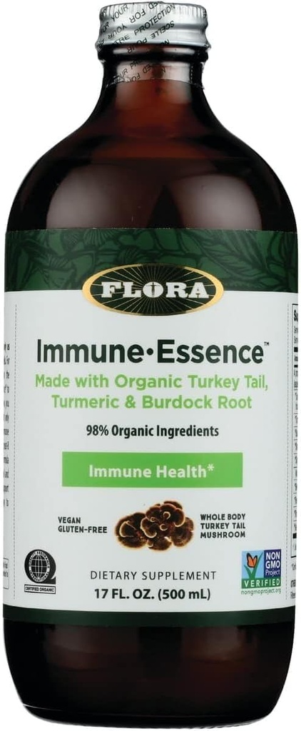 Flora Health Flor- Essence med Tyrkiet Tail & Gurkemeje, Rich in Polysaccharides, 35 + Phenolforbindelser med antioxidanter og Immunity Support, 17- fl. oz. Glasflaske