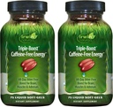 Irwin Naturals Triple- Boost Coffeine- Free Energy - 75 Liquid Soft- Gels - Adaptogen Daily Energy Support - 2 Pack